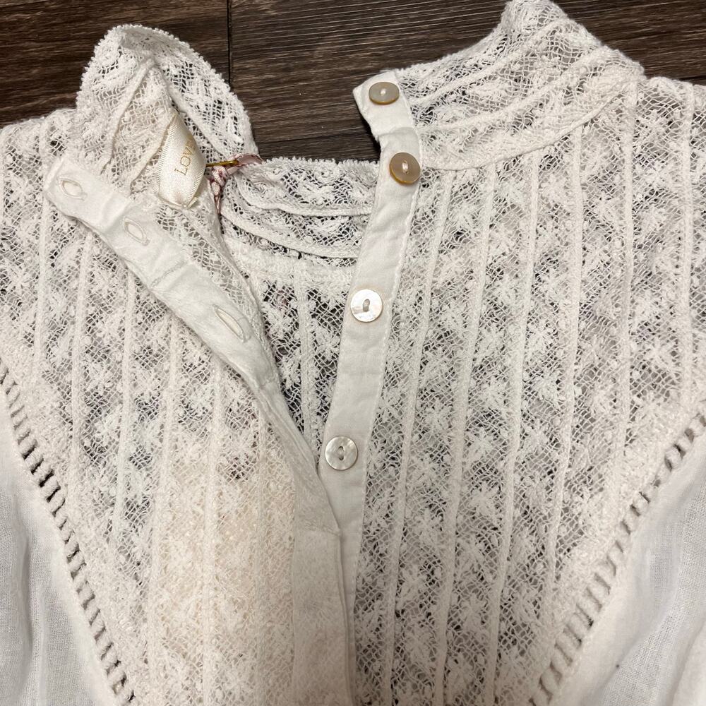 LoveShackFancy Viola Dress Antique White Lace Cotton Prairie Mini S Coquette - Picture 10 of 15